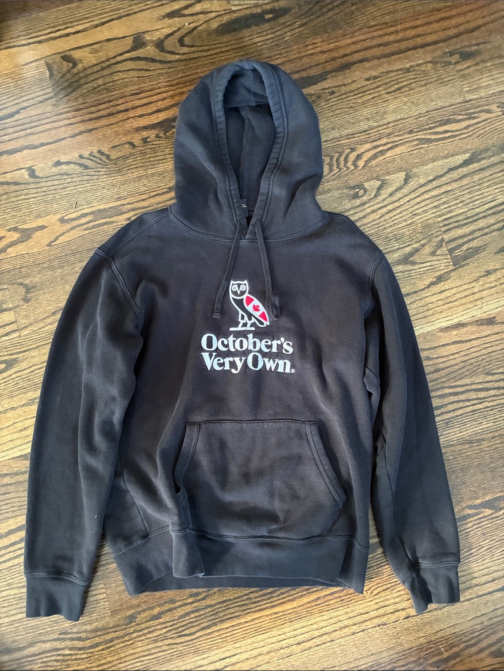 OVO Black Hoodie with White Logo and Red Accent